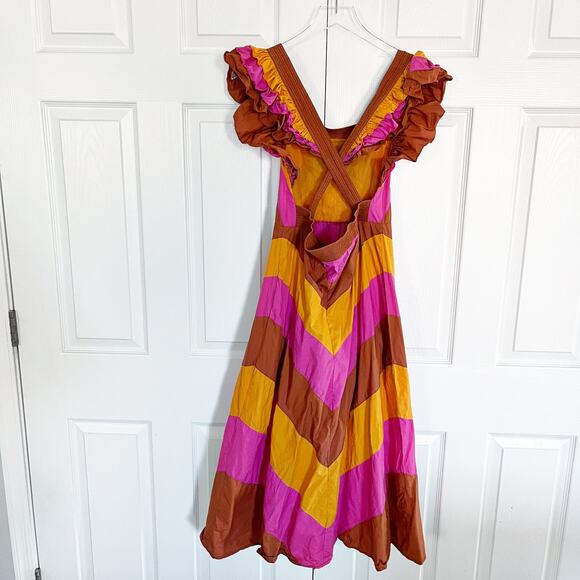 Love The Label Anthropologie Ruffled Colorblocked Midi Dress - Picture 5 of 10